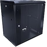 12u 19" 600mm Deep Black Wall Mounted Data Cabinet Patch Panel PDU Comms Network