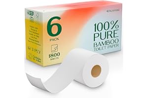 100% Bamboo Toilet Paper | 3-Ply – Strong & Absorbent | Tree-Free, FSC Certified, BPA/PFAS-Free | Septic-Safe, Lint-Free | 6 
