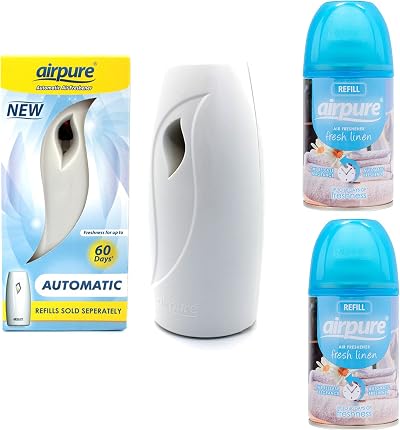 Airpure Automatic Air Freshener Machine + 2 Refills - Fresh Linen