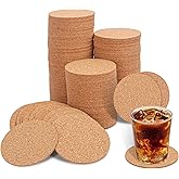 Geytetqi 180 Pack 3.5 Inch Round Cork Coasters, Cork Drink Coasters for Drinks, Suitable for Tabletop, Decor, Resistant, DIY Project