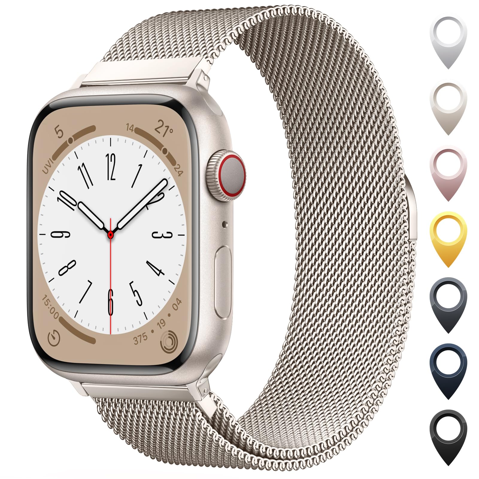 Photo 1 of Original Milanese Loop Band Compatible with Apple Watch 38mm 40mm 41mm 42mm 44mm 45mm 46mm 49mm - Women & Men Magnetic Closure Adjustable Metal Strap for iWatch Series 11 10 9 8 7 6 5 4 SE2 3 Ultra2 3