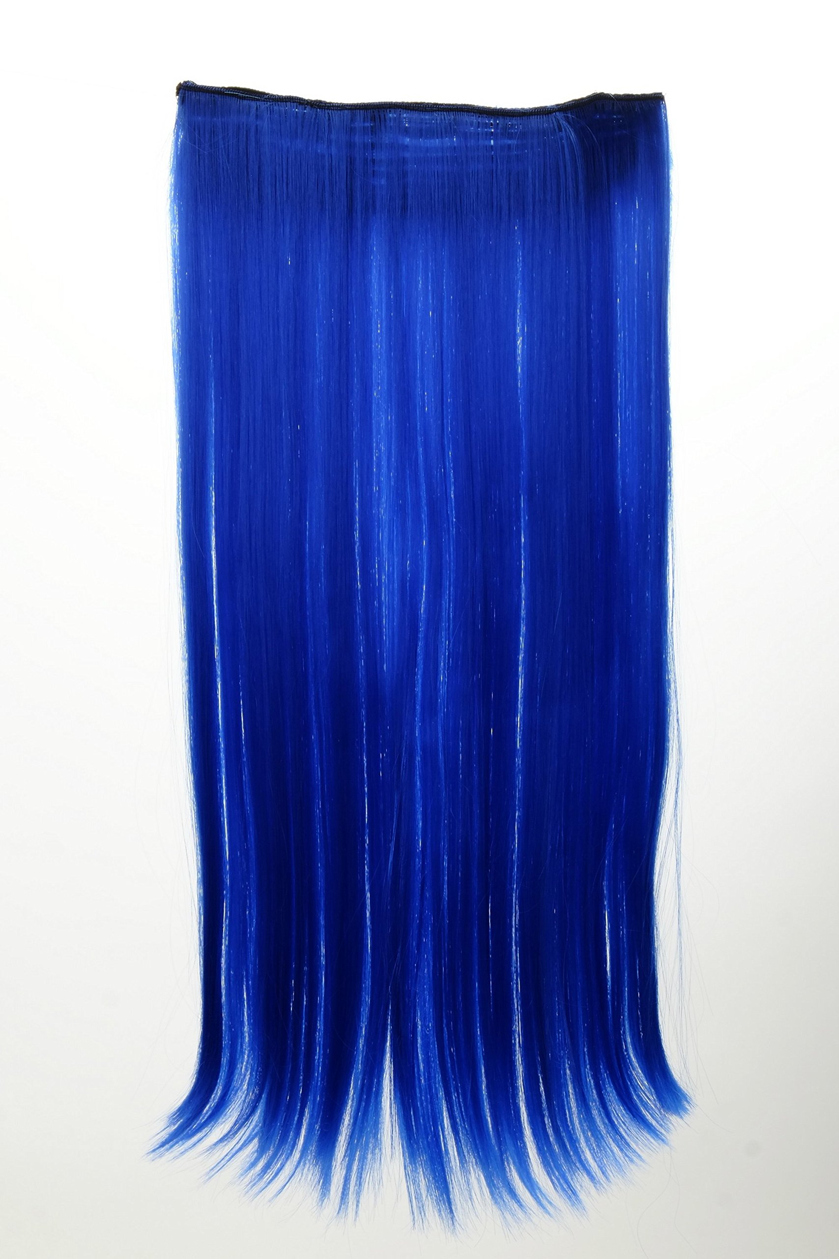 WIG ME UP - YZF-3177- TF2517 Hairpiece Halfwig (half wig) 5 Microclip Clip-In Extension wide full back of head long straight extreme bright colours blue 23inch