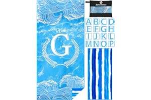 Zoneshinex Personalized Microfiber Monogrammed Beach Towel Sand Free Quick Dry Super Absorbent Customized Initial Letter Lightweight Oversized Pool Swim Towels G Gifts for Women