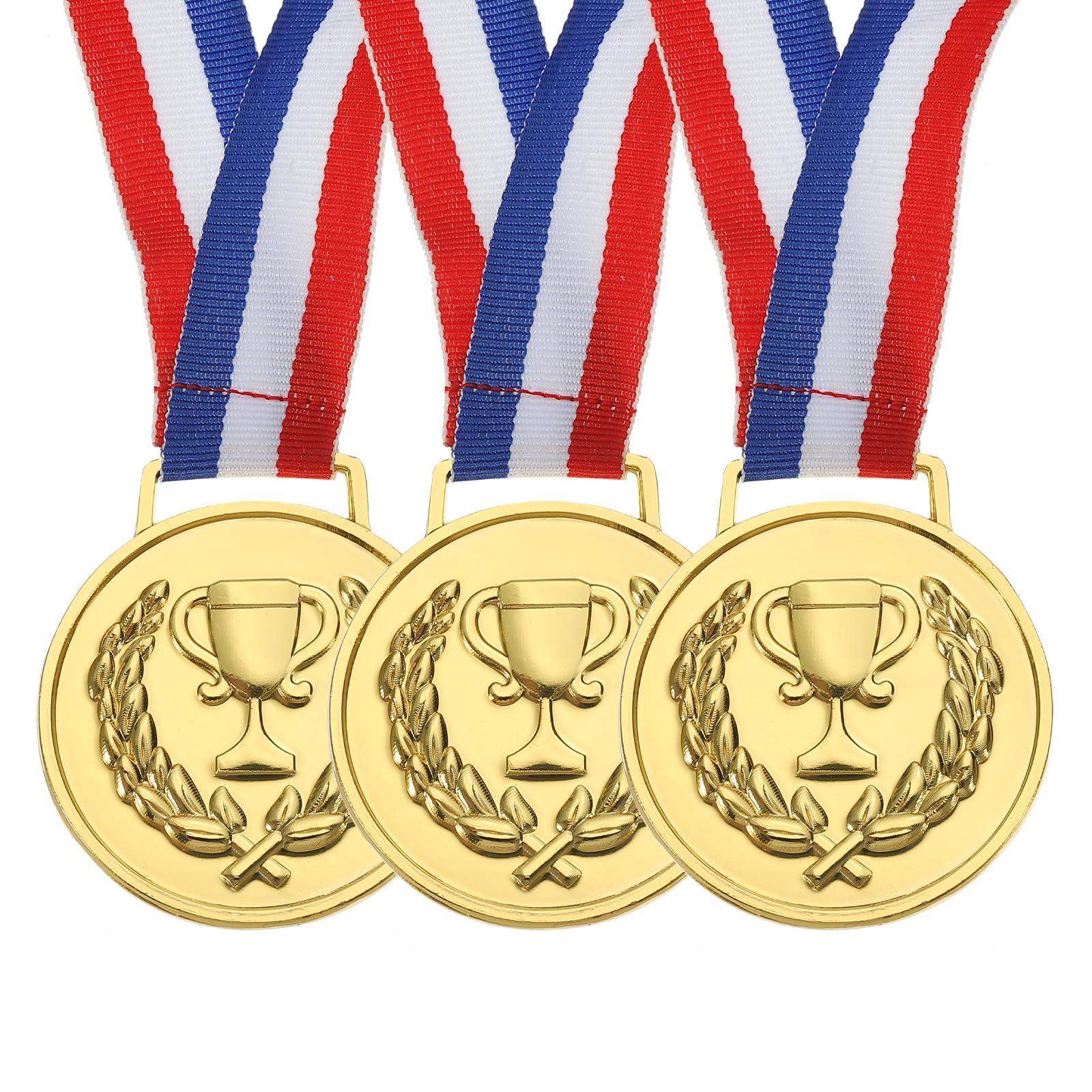 PATIKIL 2 Inch Gold Award Metals, 3 Pcs Winner Medals 1st Prize with Neck Ribbon for Games Sports Competitions