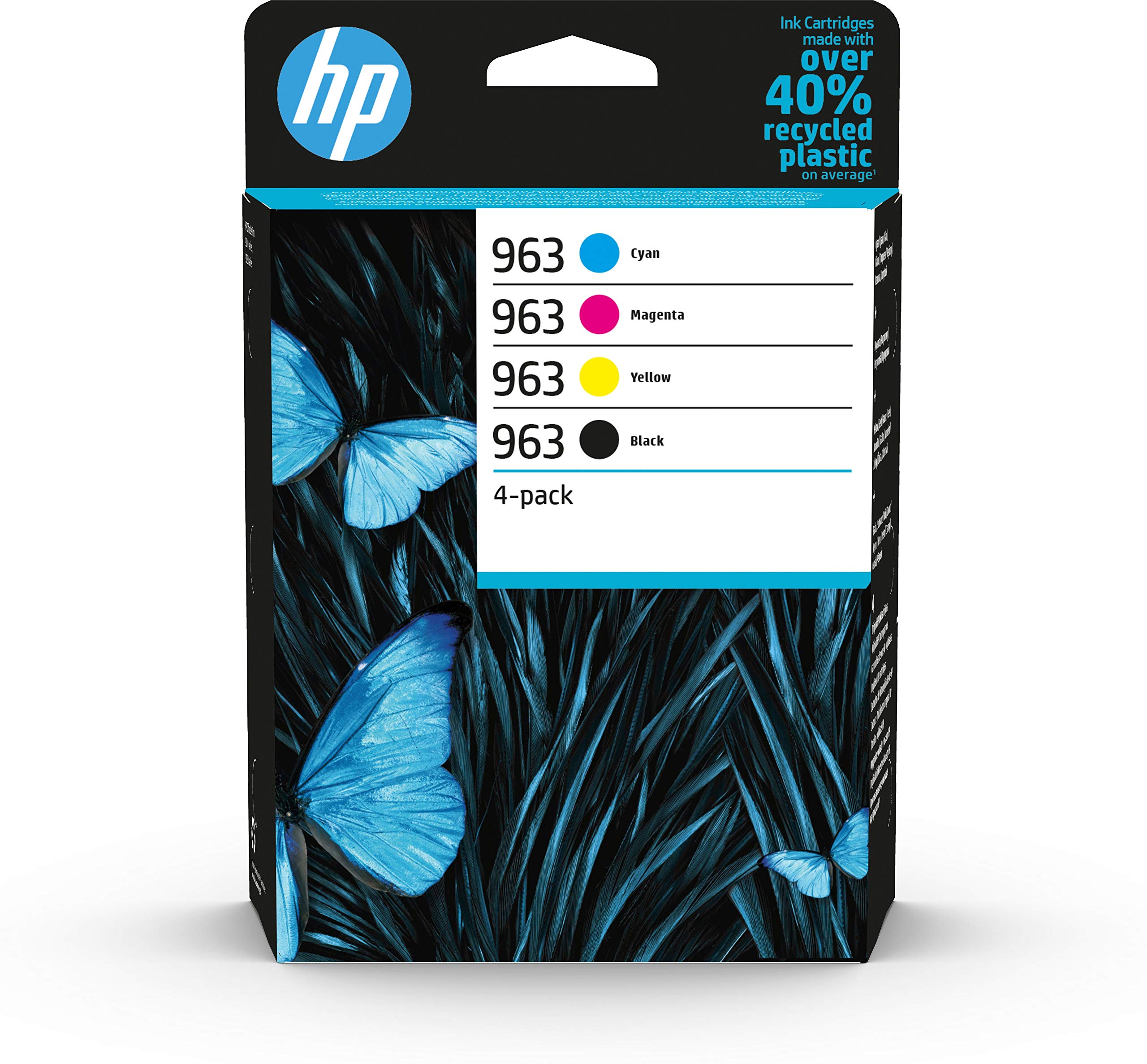 HP 963 CMYK Original Ink Cartridge 963 4-pack, W125916968 (Cartridge 963 4-pack Black/Cyan/Magenta/Yellow Original Ink Cartridges, Pigment-based ink,)