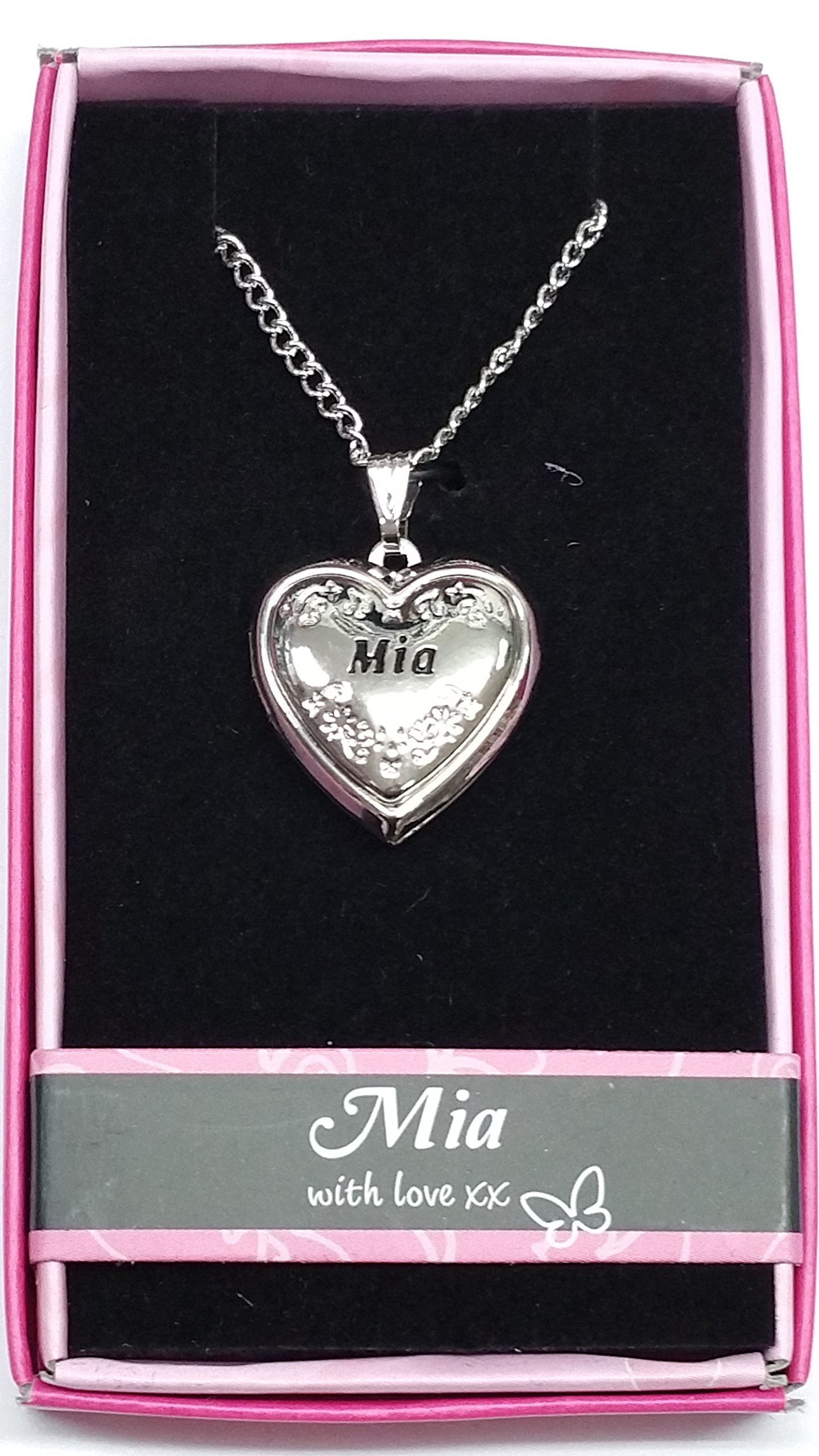 Mia Named Personalised Love Lockets Pendants With Picture Holder