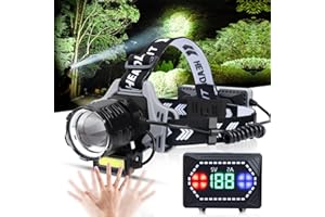Bud K Rechargeable LED Headlamp, 6000 Lumens Super Bright Headlamp Flashlight with Motion Sensor, 8 Modes, 135°Adjustable, IPX7 Waterproof Head Lamp for Camping, Running, Climbing, Hiking