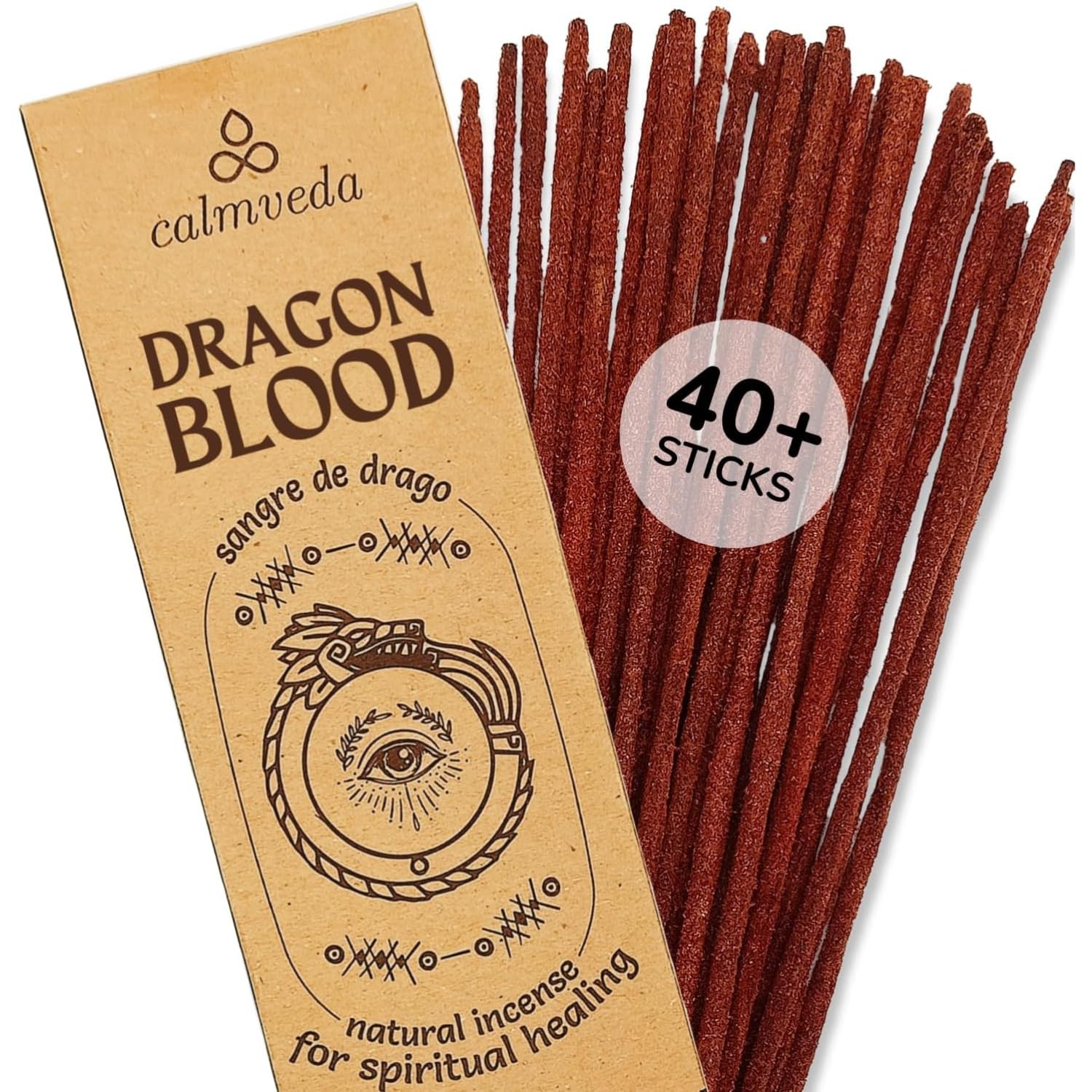 Potent Dragons Blood Incense Sticks - (40+Sticks, 9 inch) Thick Natural Resin, Clean Charcoal Free | Sweet Spicy & Ambery Smelling Protection Incense (Sangre de Grado) (Burn Time 45+ Min) — image 1