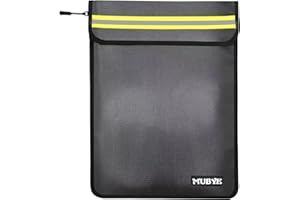 MUBYE Fireproof Waterproof Money Document Bag - 15"x 11" Safe Zipper Bags with Reflective Strip, Fire & Water Proof Storage Organizer Pouch for Important Documents Holder,File,Cash,Passport,Tablet (Black)