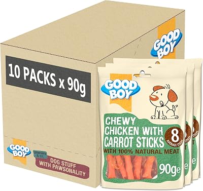 Good Boy Chicken with Carrot Sticks Dog Treats 10x90g Chewy Rawhide Free