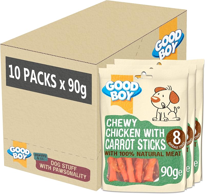 Good Boy Chicken with Carrot Sticks Dog Treats 10x90g Chewy Rawhide Free