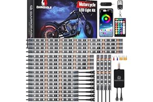 LD DARKEAGLE 20PCS Motorcycle LED Light Kit with Brake Light Turn Signal Dual Zone, Motorcycle Underglow Lights with APP/RF Remote, RGB Neon Strips MultiColor Waterproof for Harley Honda Kawasaki Golf