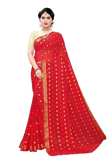 Womens plain weave printed Chiffon saree free size JUPITER