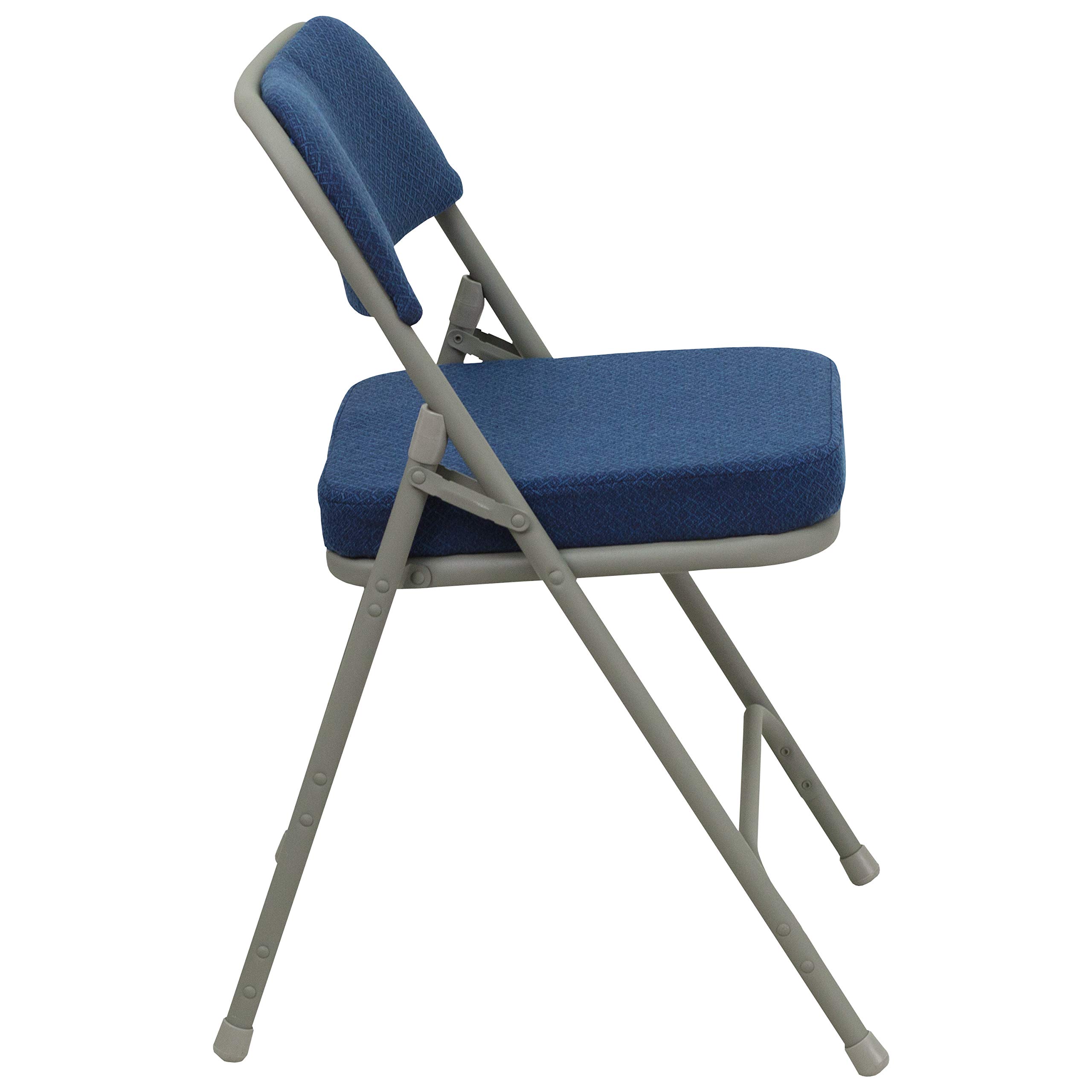 Flash Furniture HERCULES Series Premium Curved Triple Braced & Double Hinged Navy Fabric Metal Folding Chair