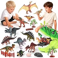 29 Pcs Dinosaur Toys for Realistic Jurassic Dinosaurs Figures with Trees&eggs &Fence Playset to Can Create a Dino World, Educational mini Dinosaurs Figures, dinosaur set Gift for Toddler Boys 3-5