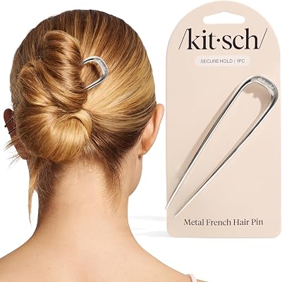 Kitsch French Hair Pins for Women Silver 1pc Durable Metal Updo Pin