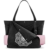 Gonex Yoga Mat Bag, Yoga Gym Bag Tote Bag with Multi Pockets For Women Men, Canvas Yoga Mat Carrier Take in Out Mat Easily For Pilates Travel Workout Office