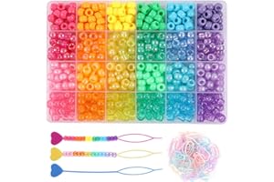 MISS RABBIT Kandi Beads Bracelet Making Kit, Rainbow Pony Beads for Jewelry Making DIY Crafts for Women, Hair Beads for Braids with 3 Hair Beaders Rubber Bands, Ideal Gift