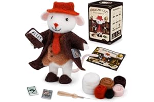 Mayboos Needle Felting Kit, Mouse Animal Needle Felting Beginner Kits with Basic Felt Tools Instruction Wool Felting Kits for Beginners Christmas DIY Craft Animal Home Decoration