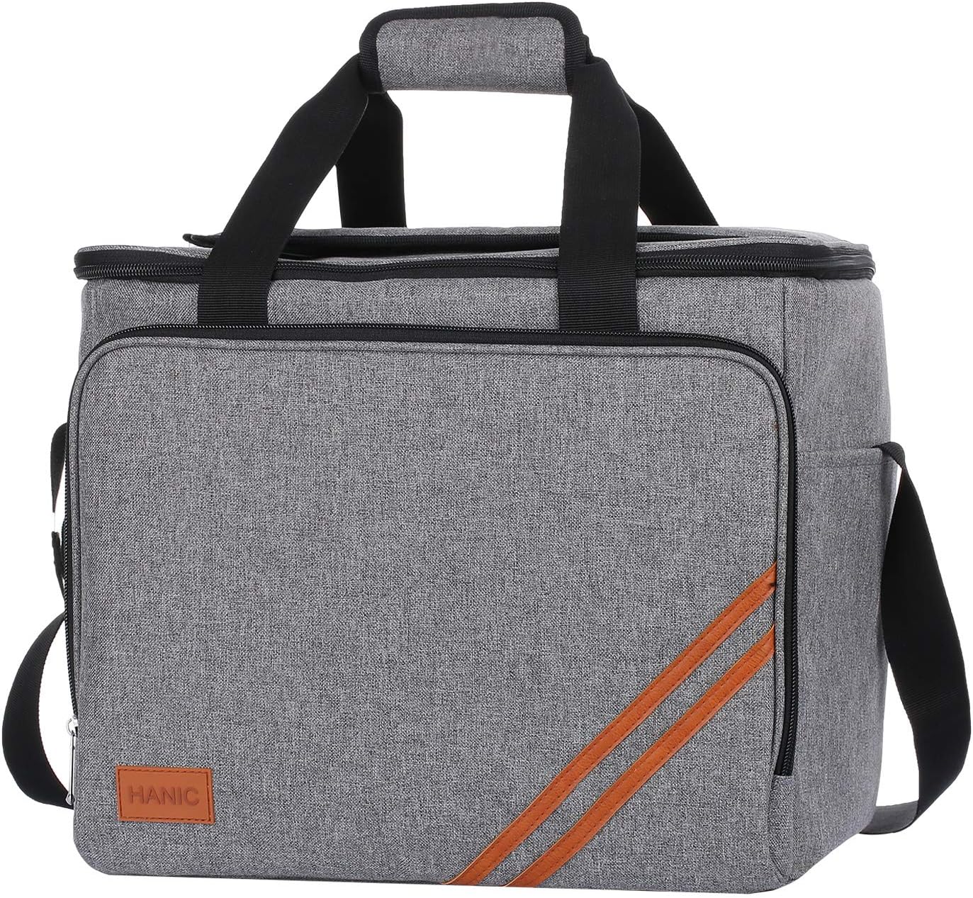 Hanic 30 Liter Large Cooler Bag,Insulated and Leakproof Soft Cooler Collapsible Soft-Sided Coolers with Velcro Flap for Camping, Picnic,Beach, Family Outdoor Activities (Grey)