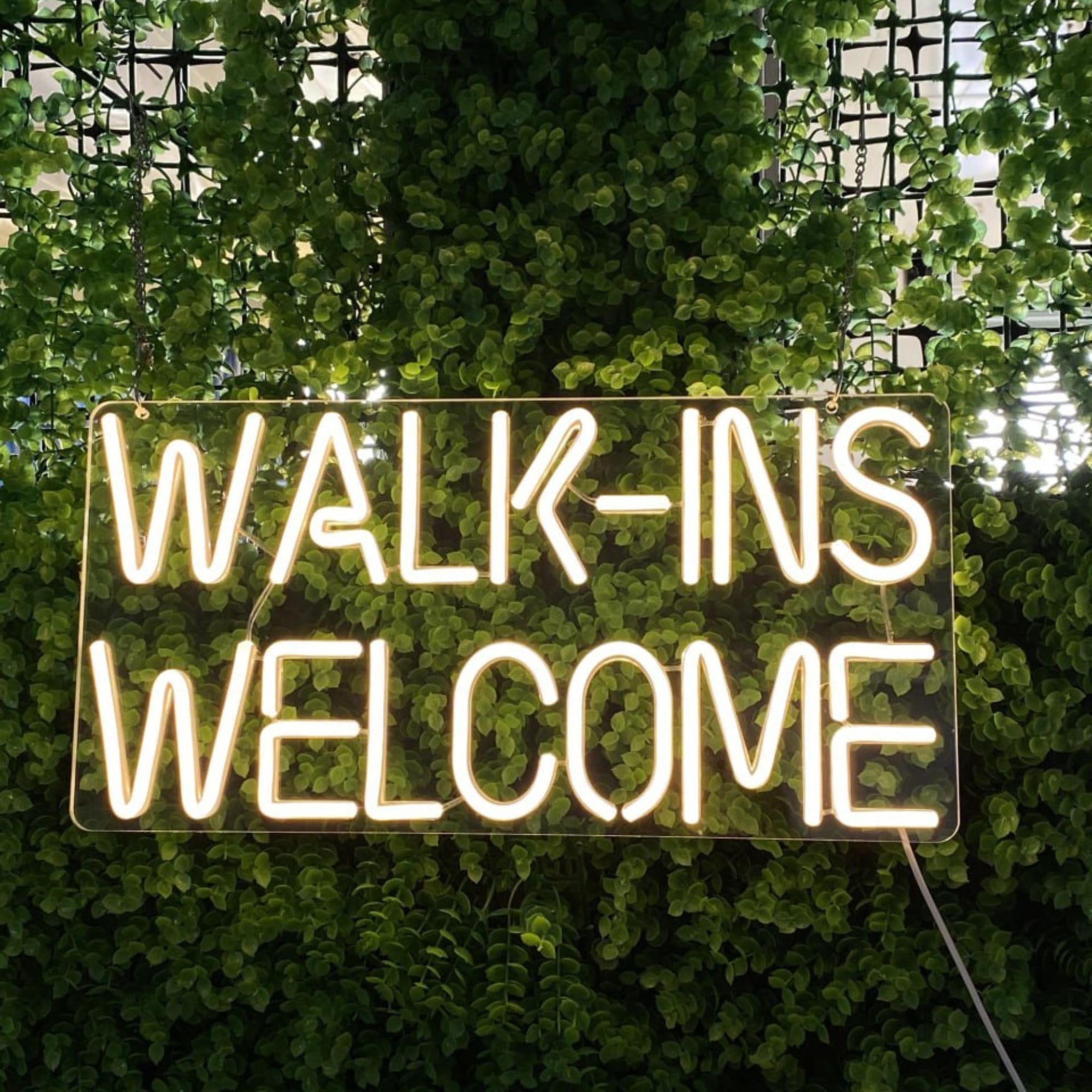 Walk In Welcome Sign Open Neon Sign Walk-ins Welcome LED Wall Light 16x8in for Shop, Salon ...