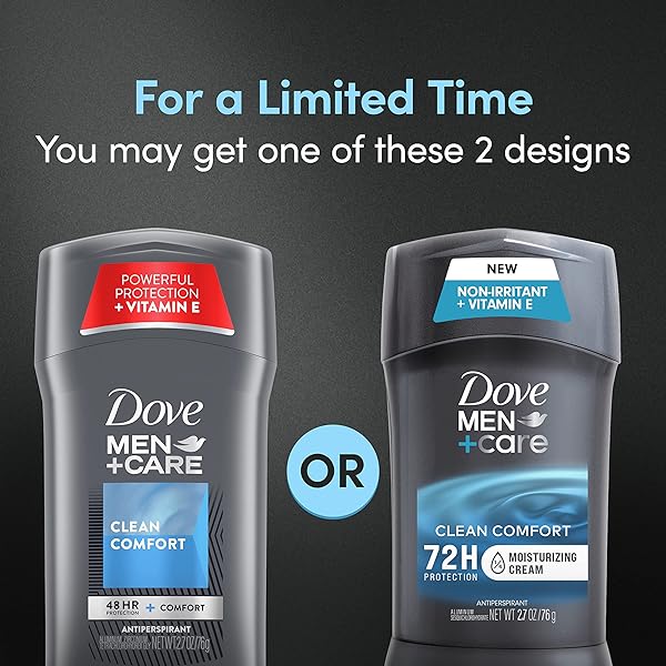 DOVE MEN + CARE ANTIPERSPIRANT DEODORANT STICK CLEAN COMFORT TWIN PACK 72-HOUR SWEAT & ODOR PROTECTION ANTIPERSPIRANT FOR MEN WITH 1/4 MOISTURIZING CREAM 2.7 OZ