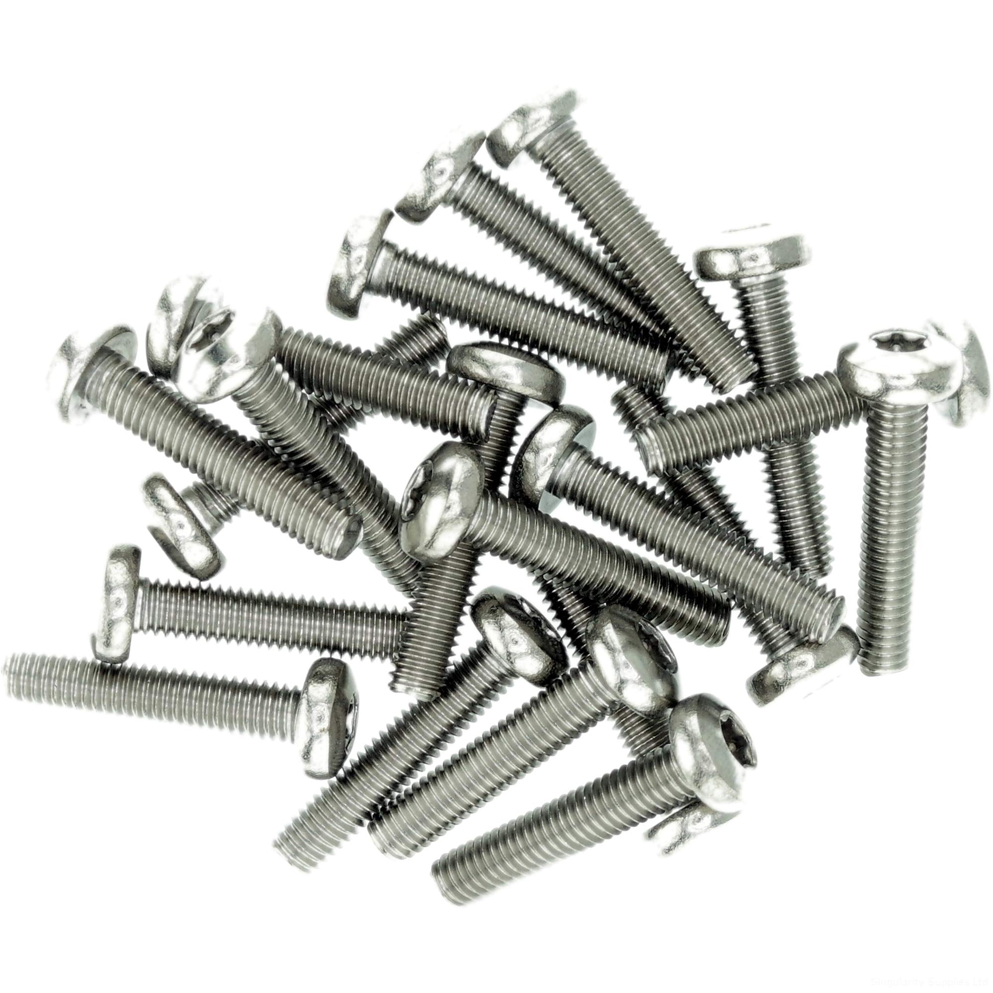 M2.5 (2.5mm x 8mm) TX Pan Thread Rolling Screw - Stainless Steel (A2) (Pack of 20)