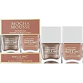 Nails Inc 45 Second Speedy Gloss Mocha Mousse Nail Polish Duo, Espresso Nude Shades, Brown Hues, Glossy, No Chip, Long Lasting, Quick Dry, Air Dry, Professional Manicure & Pedicure, Vegan, 2 Piece Set