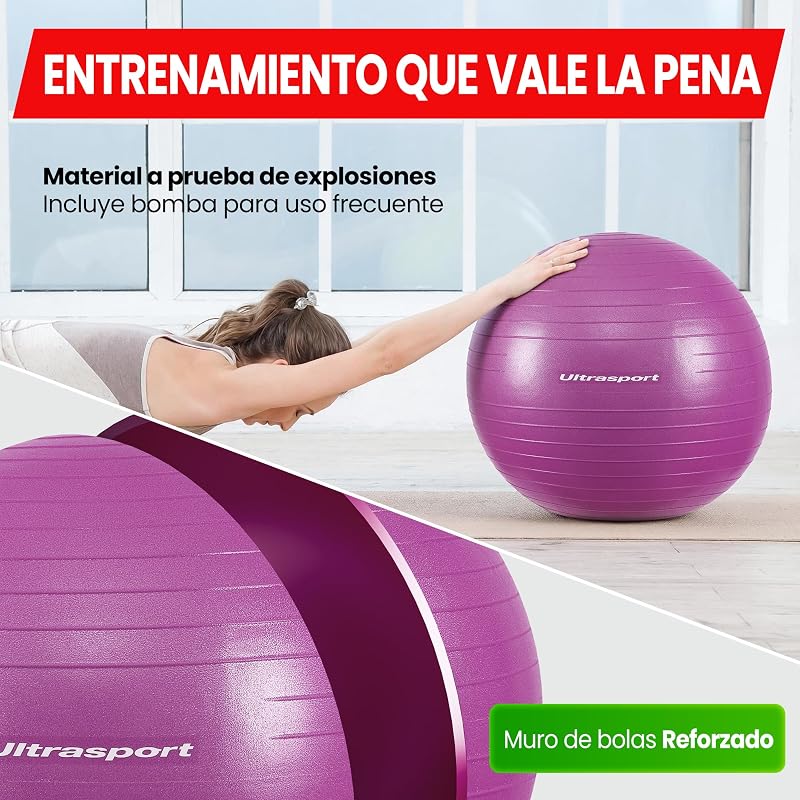 Pelota de pilates de 55 cm, para yoga, fitness, softball hasta 300 kg, antideslizante, antiburst, para embarazo, gimnasia, pelota ergonómica para asiento de oficina, pequeña y grande, color