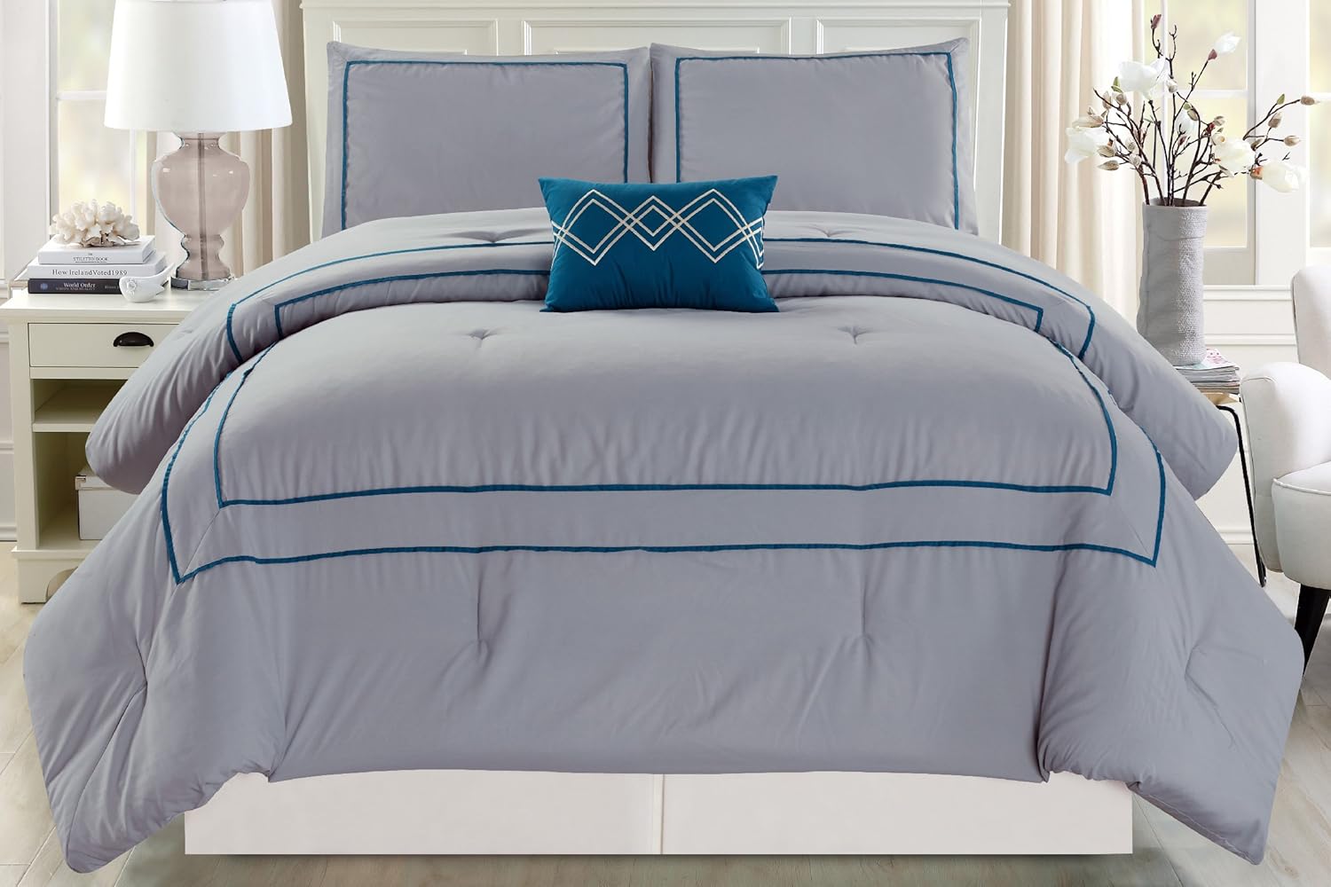 Amazon Com Jaba Usa 21078 King Grey Plain King Grey Comforter Set
