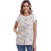 Nanxson Women Cobbler Apron Cotton Smock with 2 Patch Pockets, Printed Apron with Buttons for Work Chef kitchen