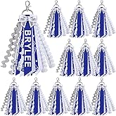Thiccywoov 12 Pcs Cheer Keychain Bulk Cheerleading Bag Tag Cheer Ribbon Name Backpack Tags DIY Accessories Team Gift