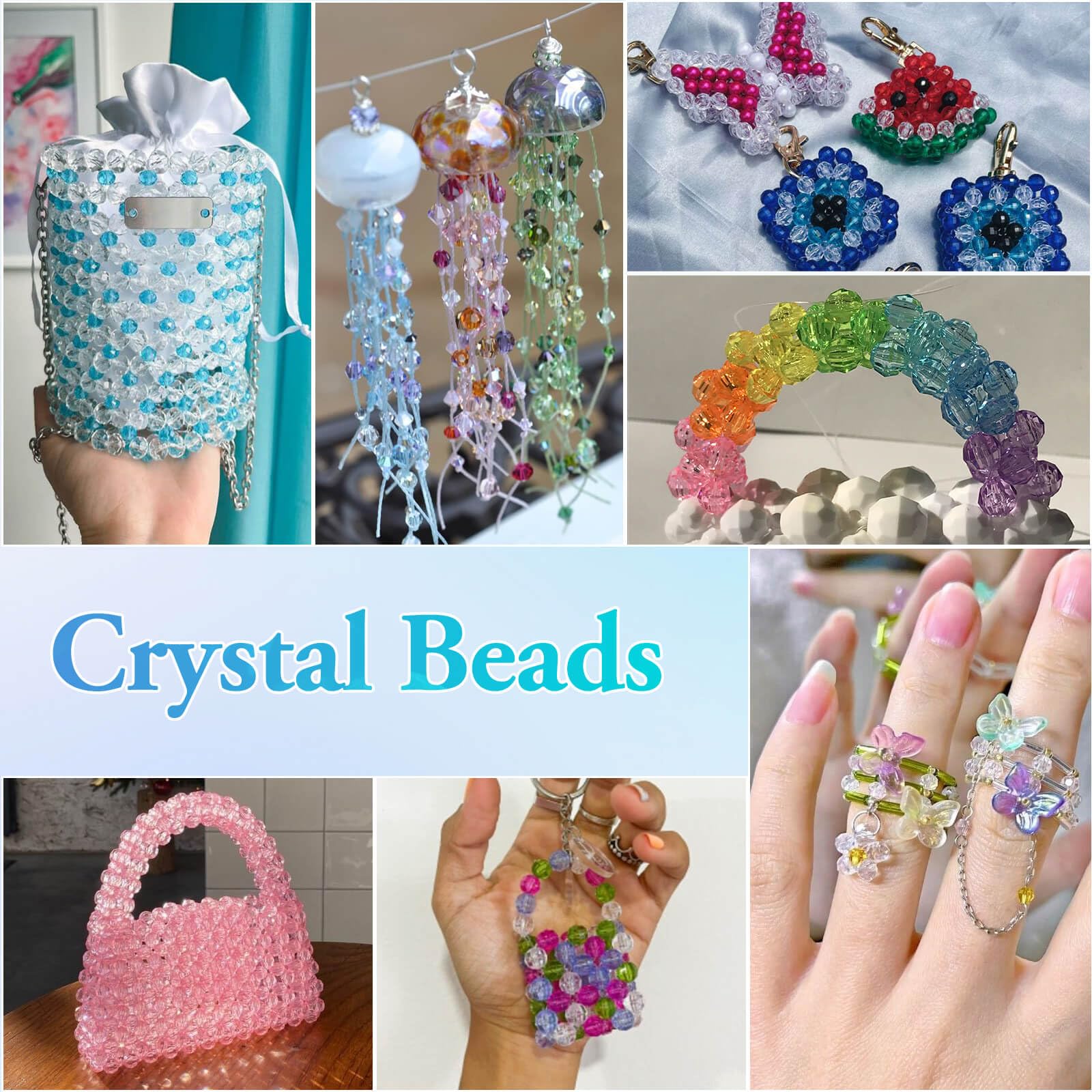 PAXCOO 1820Pcs Crystal Acrylic Beads Faceted Bicone Gem Beads for Jewelry Making (6 MM)