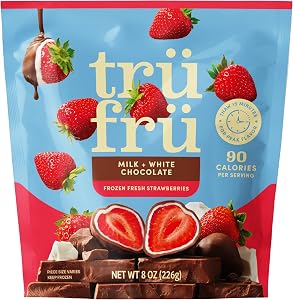 Tru Fru Frozen Strawberries in Milk & White Chocolate, 8 Ounce Bag