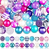 Sasylvia 100 Pcs 20 mm Rhinestone Beads Shine Disco Ball Bubblegum Plastic Chunky Loose Round Spacer Beads for Jewelry Making DIY Craft Pen Bracelet Supplies (Vivid Color,Mermaid)