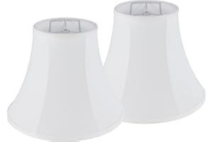 White - Ivory Bell Lamp Shades Set of 2 Medium Lamp Shade 6.7``Top x 13``Bottom x 10``High(Spider) Traditional Lampshade for Table Lamp & Bedside Lamp - Replacement Lampshade By JERHOUS