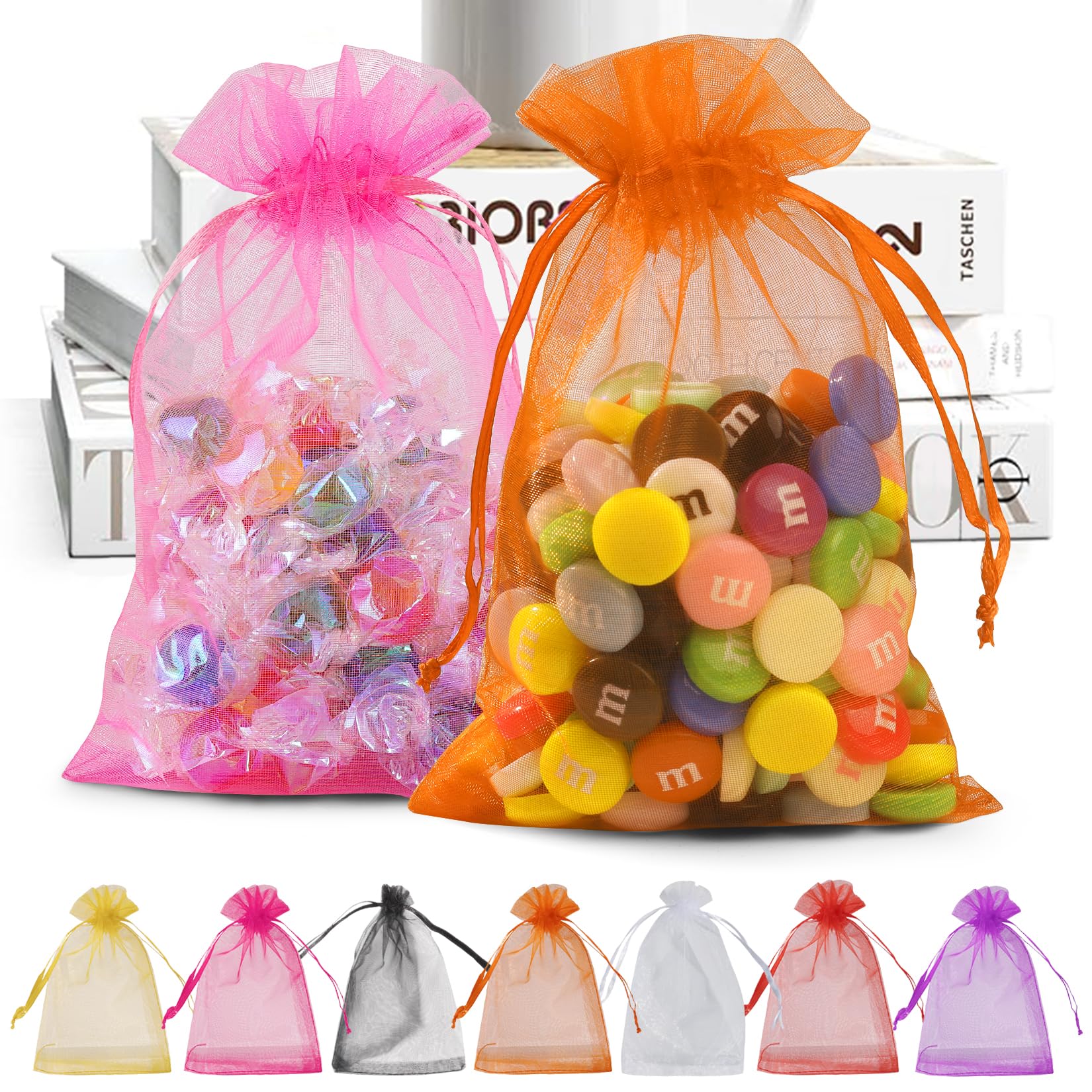 Photo 1 of ANZNKU 50 Pack Multicolor Organza Bags 4 x 6 inch, Small Mesh Bag Drawstring, Organza Gift Bag for Wedding Party Favor Jewelry Candy