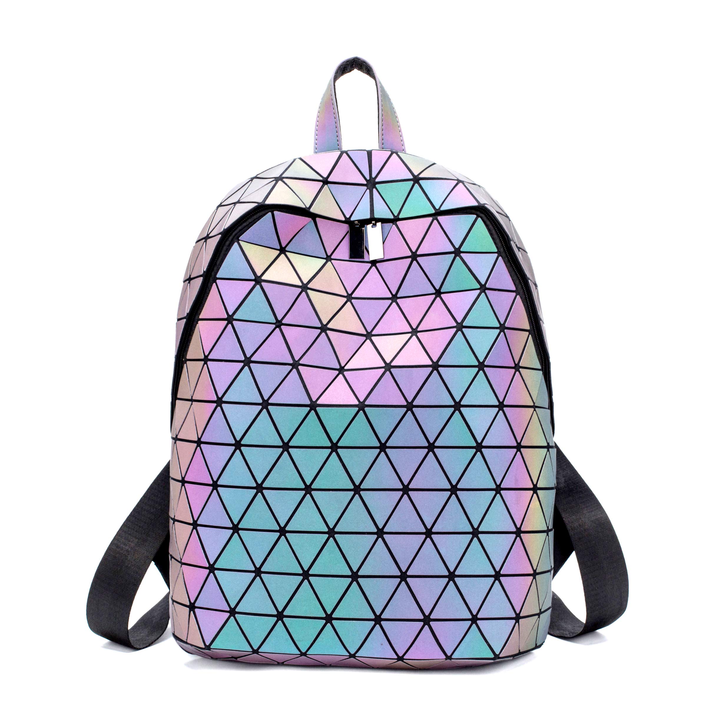 Geometric Backpack Women Luminous Holographic Backpacks Reflective Shoulder Bag Lumikay Bag Fashion Daypack A2