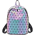 LorranTree Geometric Backpack Luminous Backpacks Holographic Reflective Bag Lumikay Bags Irredescent Rucksack Rainbow