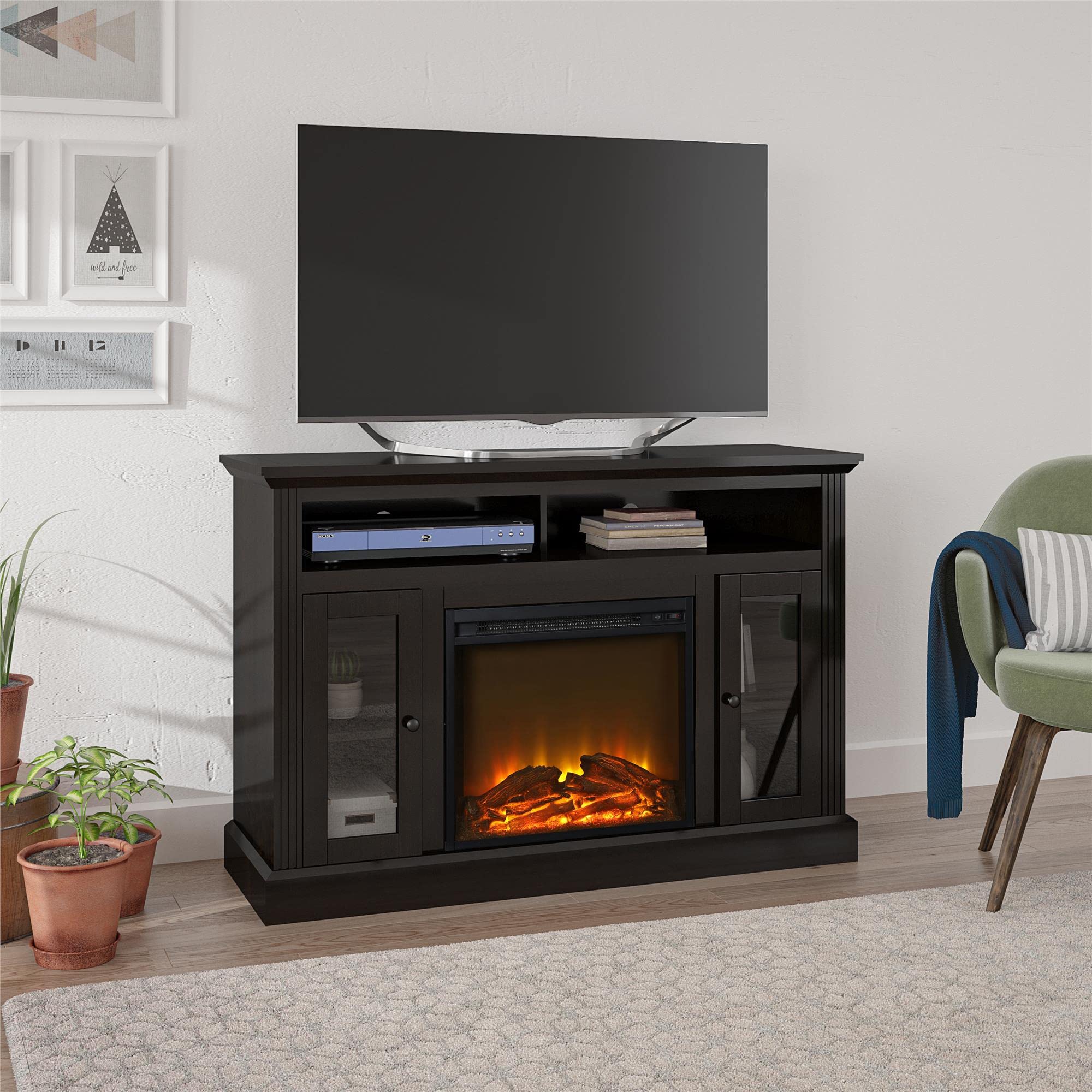 Mua Ameriwood Home Chicago Fireplace TV Stand for TVs up to 50 Inch, Replaceable Electric