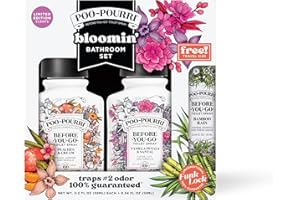Poo-Pourri Before-You-Go Toilet Spray, Blooming Bathroom, Gift Set Variety 2 Fl Oz - Peaches & Cream, Vanilla Petals & Santal (Includes a free Bamboo Rain Travel Size 10mL)