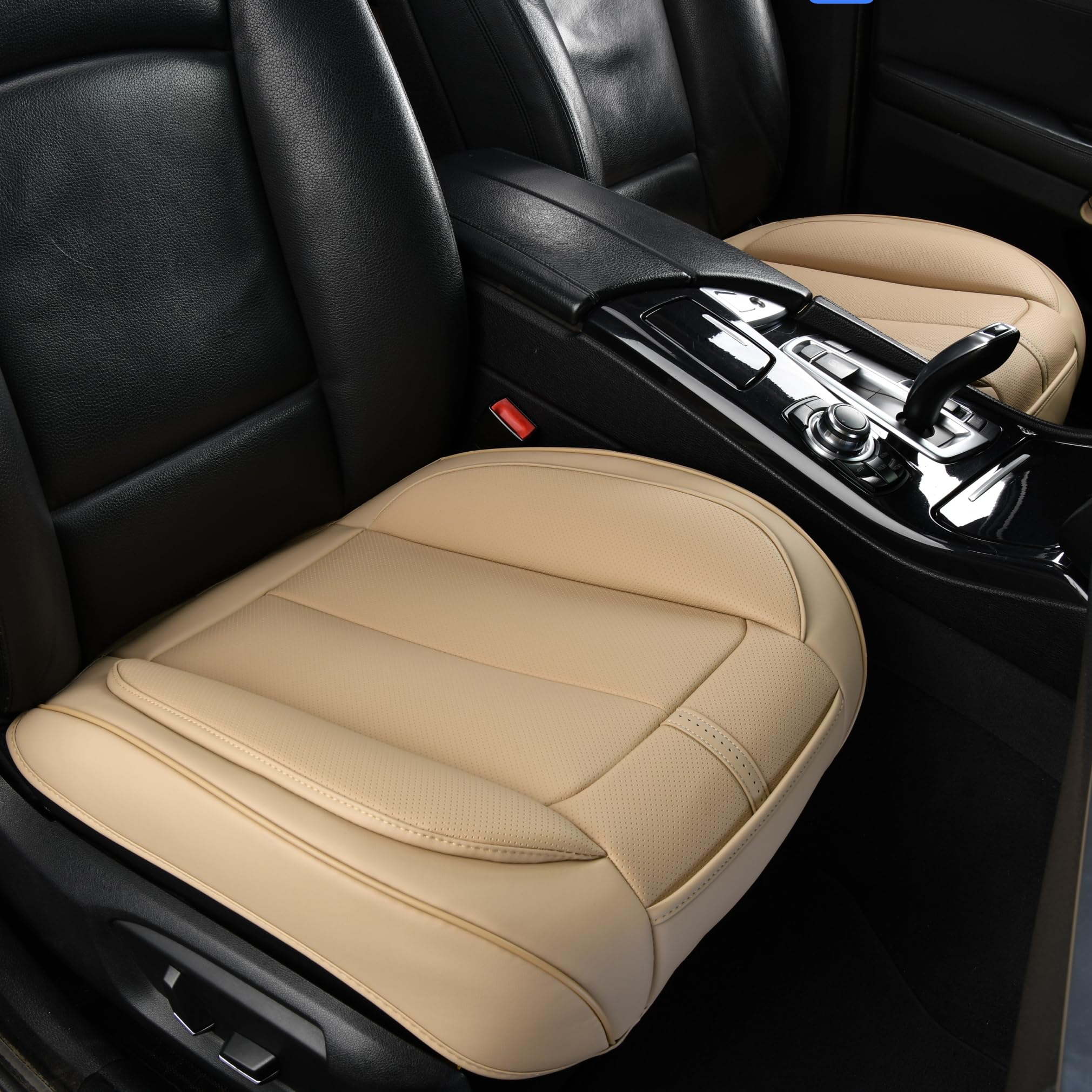 Photo 1 of HOMOSTARRY 2 Pack Leather Front Car Seat Cover Bottom Only, Anti-Slip Padded Seat Cushion, Full Wrap Seat Protector with Storage Function Universal Fit for Most Cars, SUV, Pick-up Trucks (Beige)