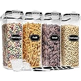 PRAKI Cereal Containers Storage Set (4L,135.2 Oz), 4PCS Airtight Food Storage Containers with Pour Spout for Kitchen & Pantry