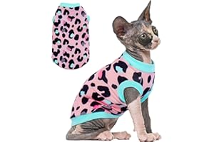 PUMYPOREITY Sphynx Cat Clothes - Soft & Stretchy Sweater Shirt, Pink, XS