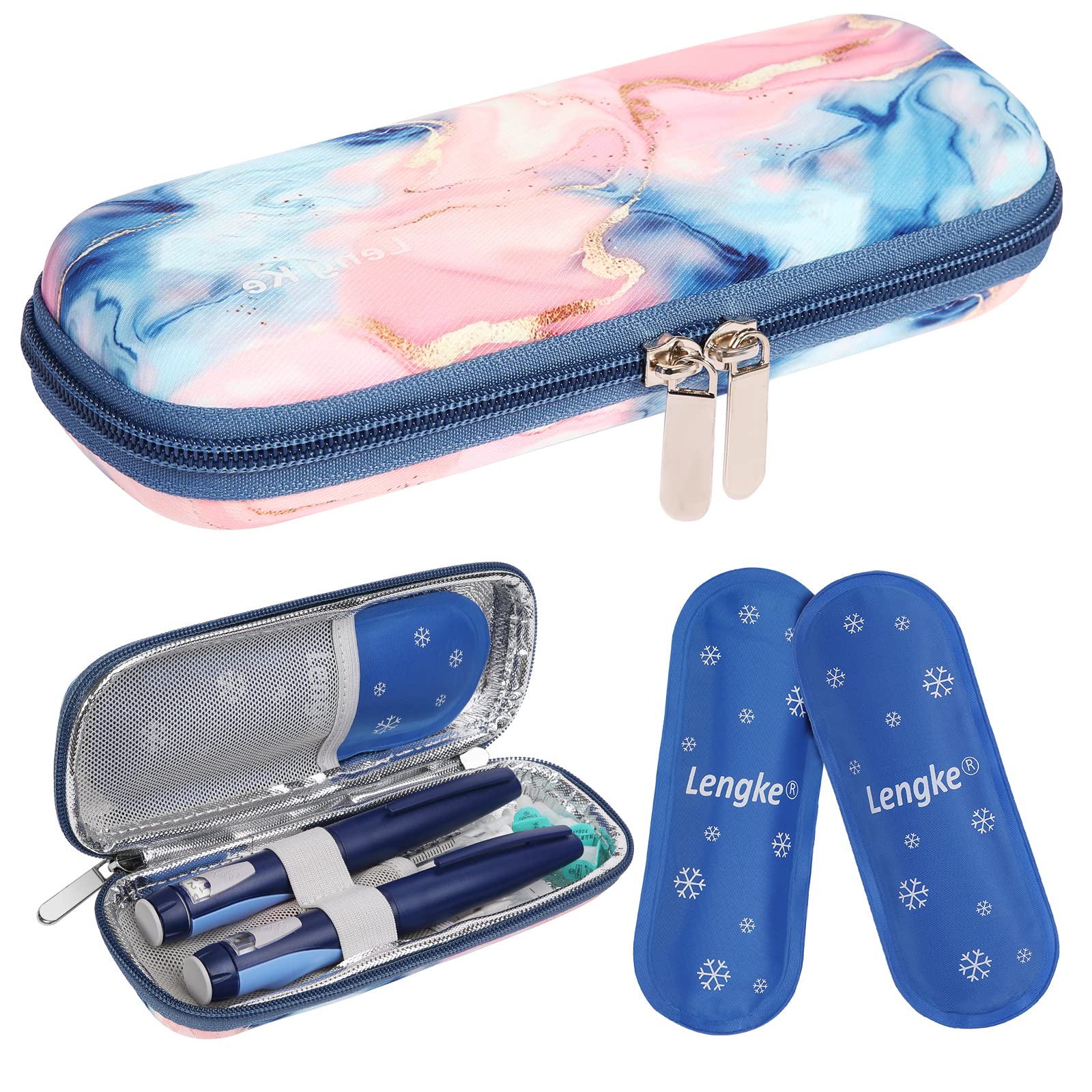BOMKEE Insulin Cooler Travel Case, Diabetic Pen Case Portable Cooling Bag Carrying Organizer for Insulin Supplies With 2 Ice Pack