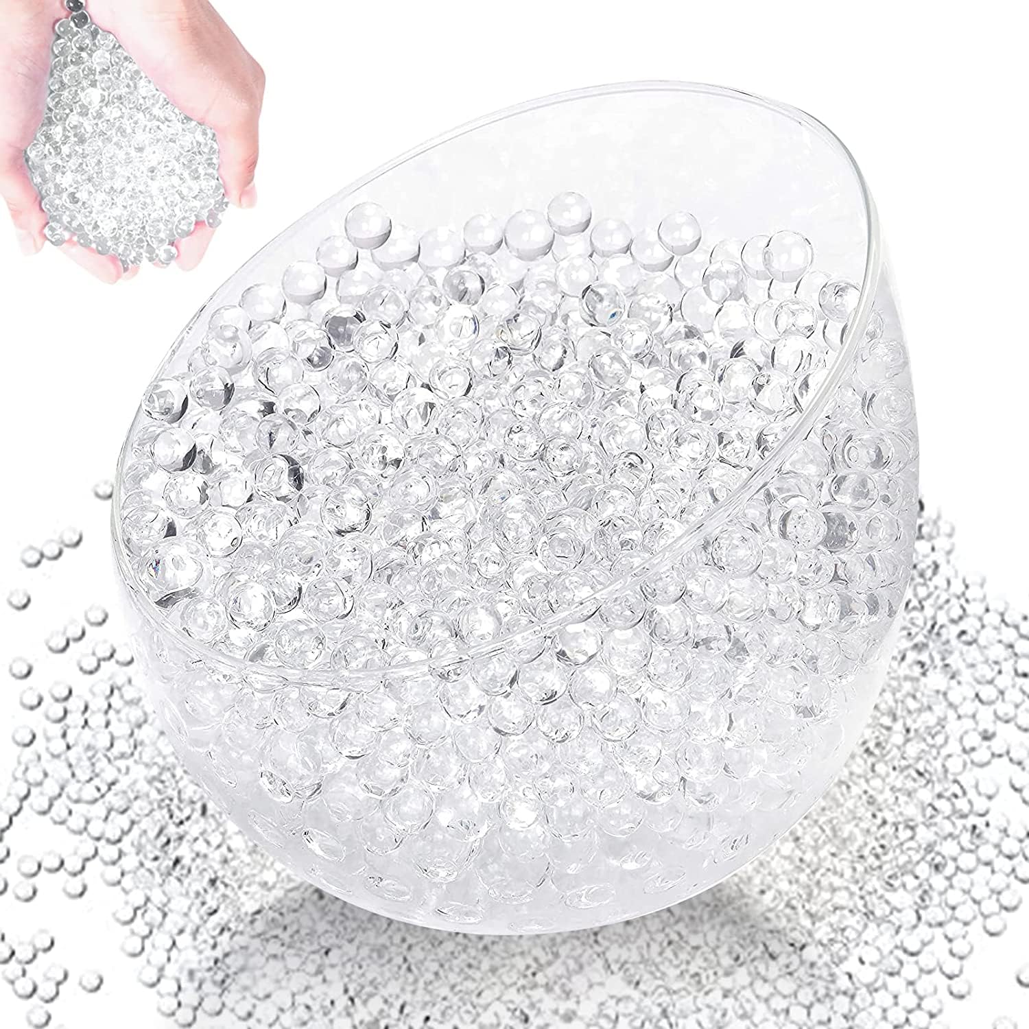 Daover 50000Pcs Clear Water Beads for Vases Gel Jelly Balls Vase Filler Beads, Vase Fillers for Floating Pearls, Wedding Centerpiece, Floating Candles, Planting, Floral Decoration