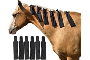 RANCH HAND STORE Ranch Hand Horse Mane Bags - Protect Horse's Mane from Wind, Sun & Mud - Prevents Tangles, Rubbing Out and Breakage - Made with Nylon - Easy to Use and Washable - Set of 6 (Black)