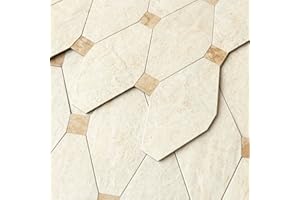 BeNice Peel and Stick Backsplash Kitchen Hexagon Marble Tiles-Bathroom Backsplash Self-Adhesive Mosaic Wall Tile Stickers(5pcs,Beige)