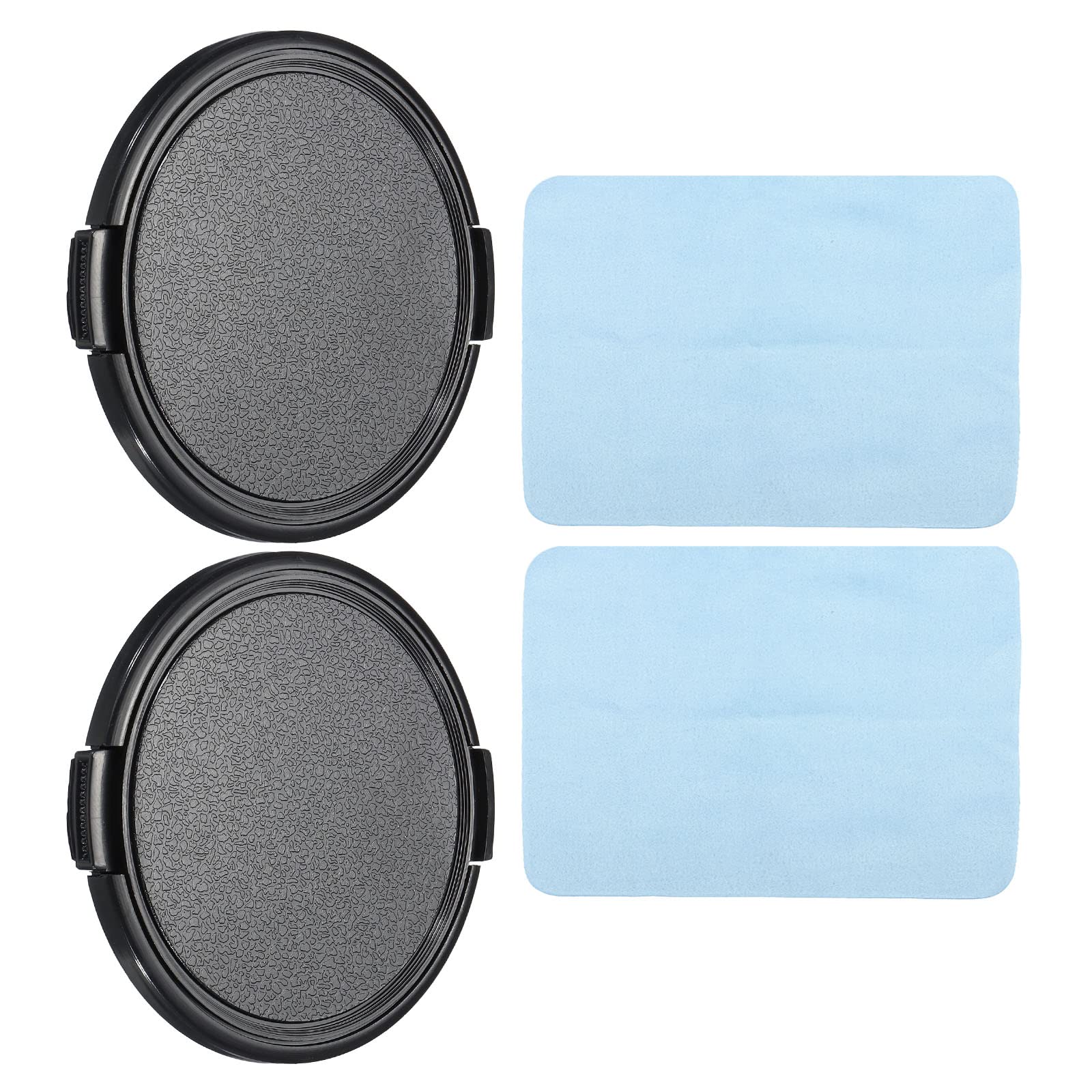 PATIKIL Camera Lens Cap, 2 Pack Sides Pinch Front Lens Cover with Microfiber Cleaning Cloth for 72mm Thread Universal DSLR Lenses, Black for Nikon, for Fujifilm, for Pentax, for Leica