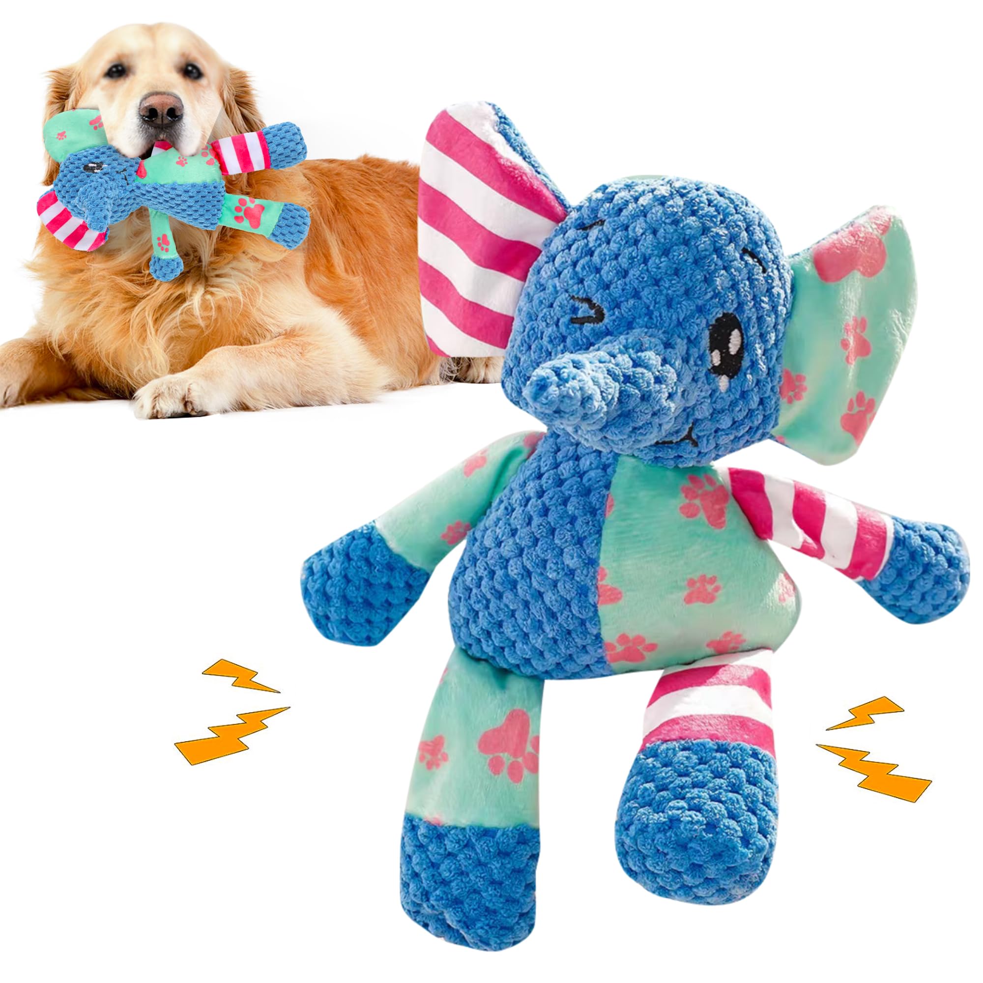 Photo 1 of Elephant Indestructible Dog Toys - Squeak & Rope Toy for Large Dogs & Aggressive Chewers, Puppy Teething Toys